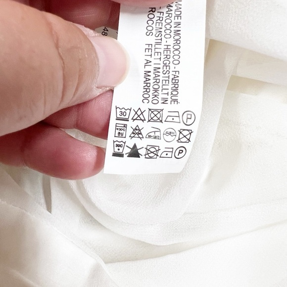 Zara Womens Off White Linen Blend Draped Ruffle Sleeve Mini Dress Size M - Picture 8 of 8